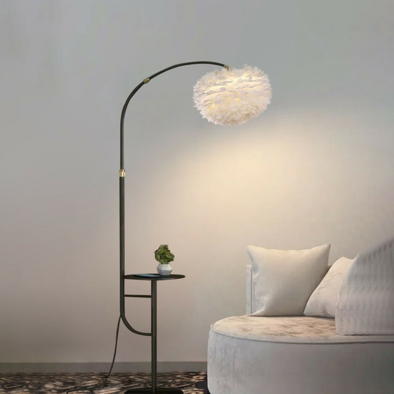 ブラック] VeroMan ゆらめく羽根が映える フロアライト スタンドライト