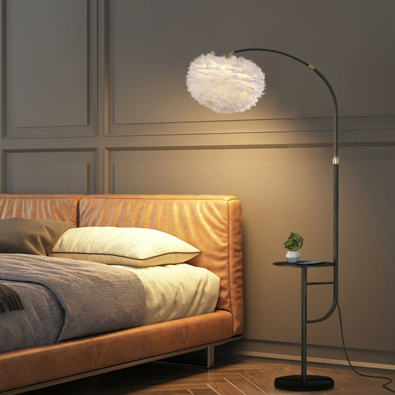 ブラック] VeroMan ゆらめく羽根が映える フロアライト スタンドライト