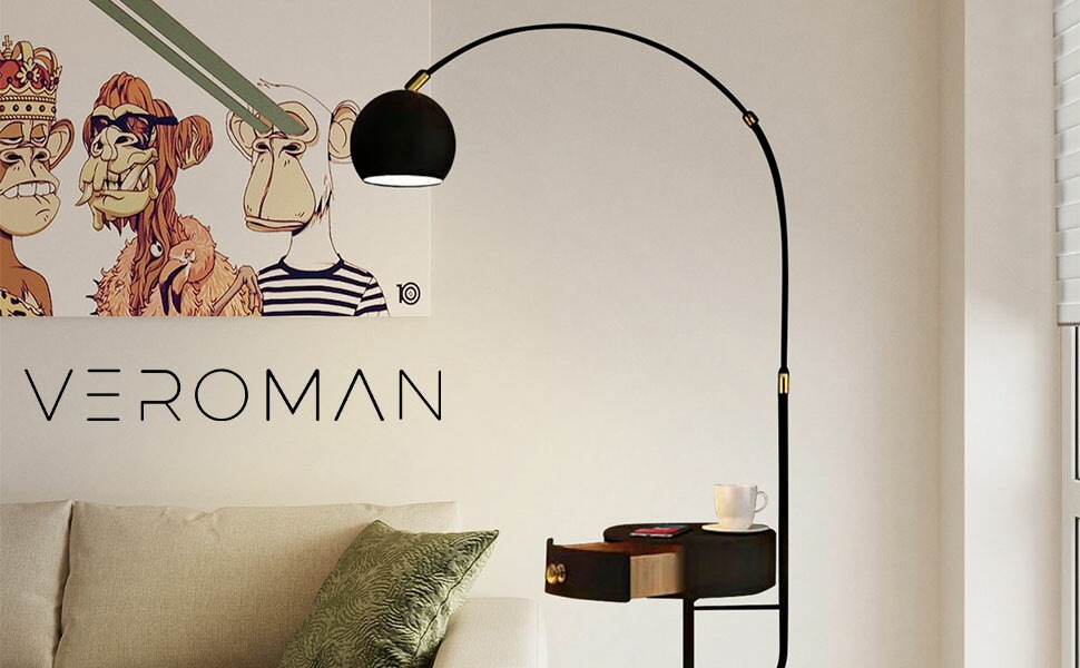 ブラック&引き出し付き] VeroMan ライト フロアライト スタンドライト