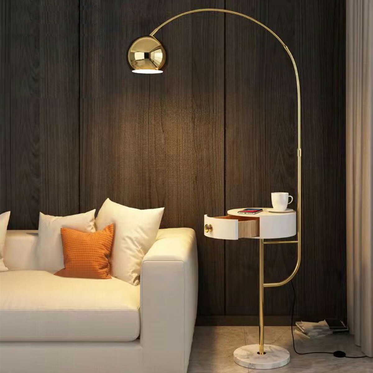 ゴールド&引き出し付き] VeroMan フロアライト スタンドライト