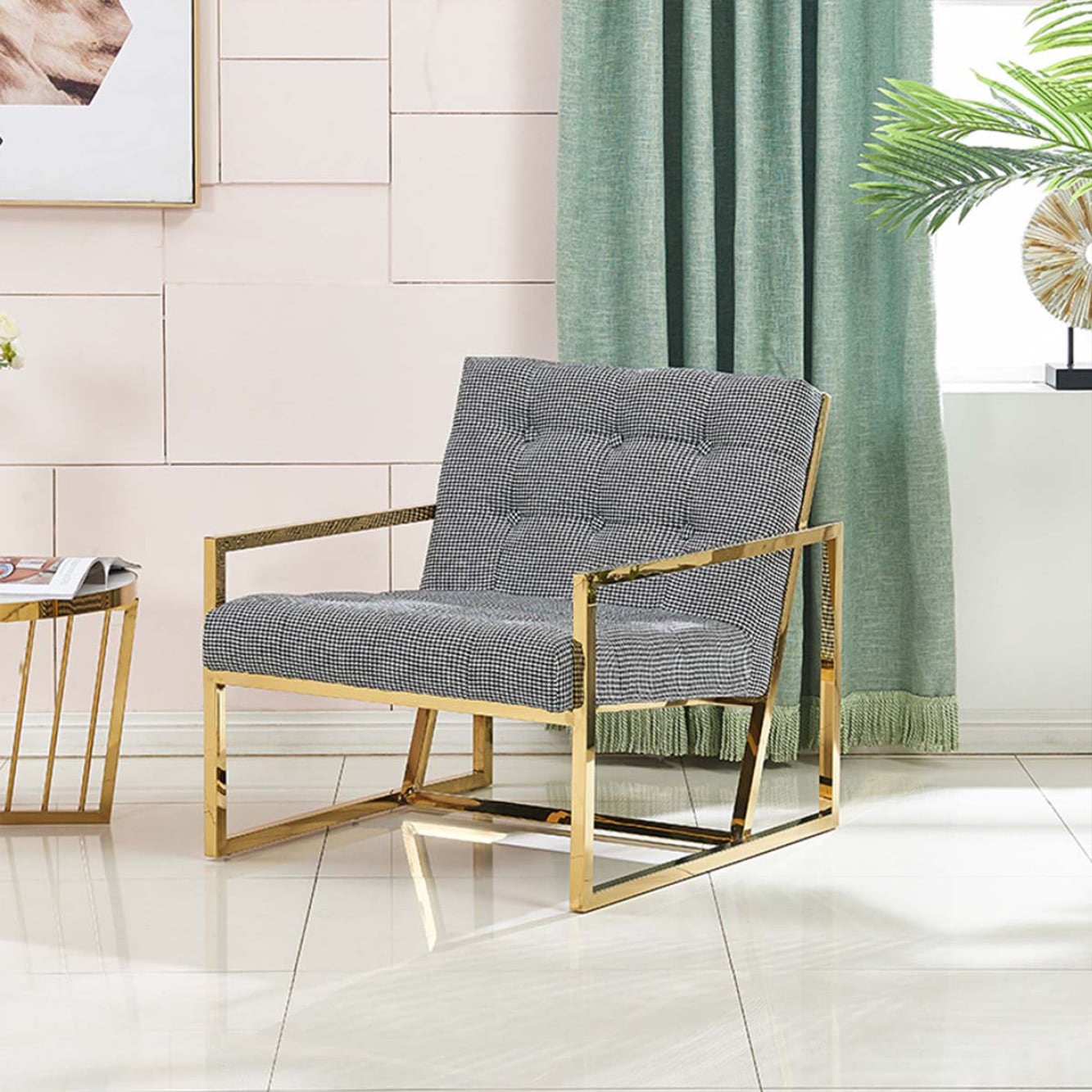 ソファ　1人掛け　ラウンジチェア　ベルベット 1人掛けソファ ラウンジチェア ベルベットグリーン x 猫脚(ヒトリガケ