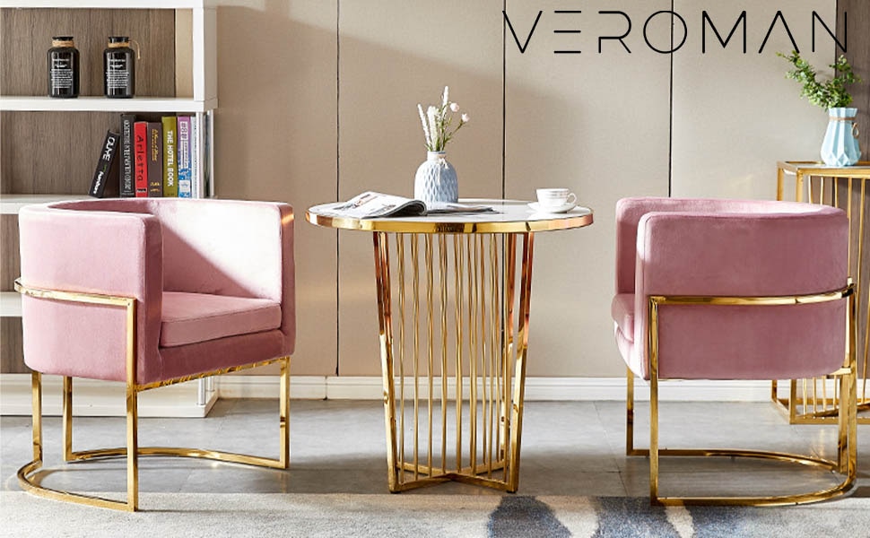VeroMan 一人掛けソファ ゴールド ベルベット パーソナル ラウンジ