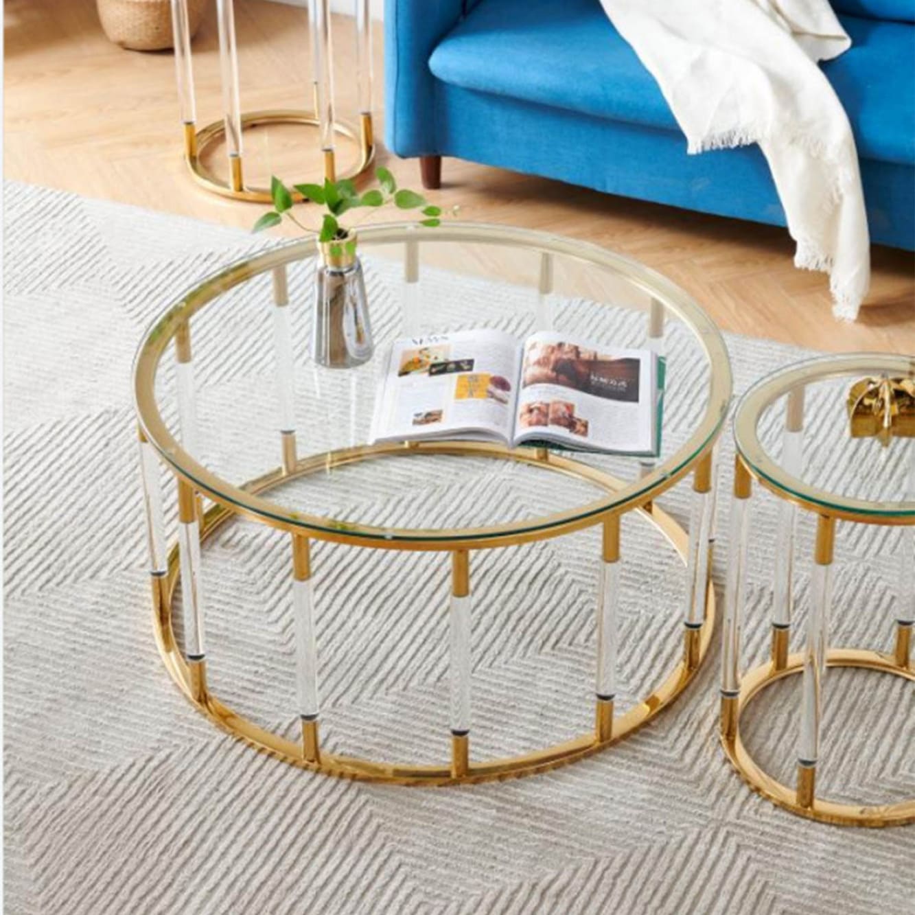 ゴールド 大] VeroMan ローテーブル テーブル ラウンド 円卓