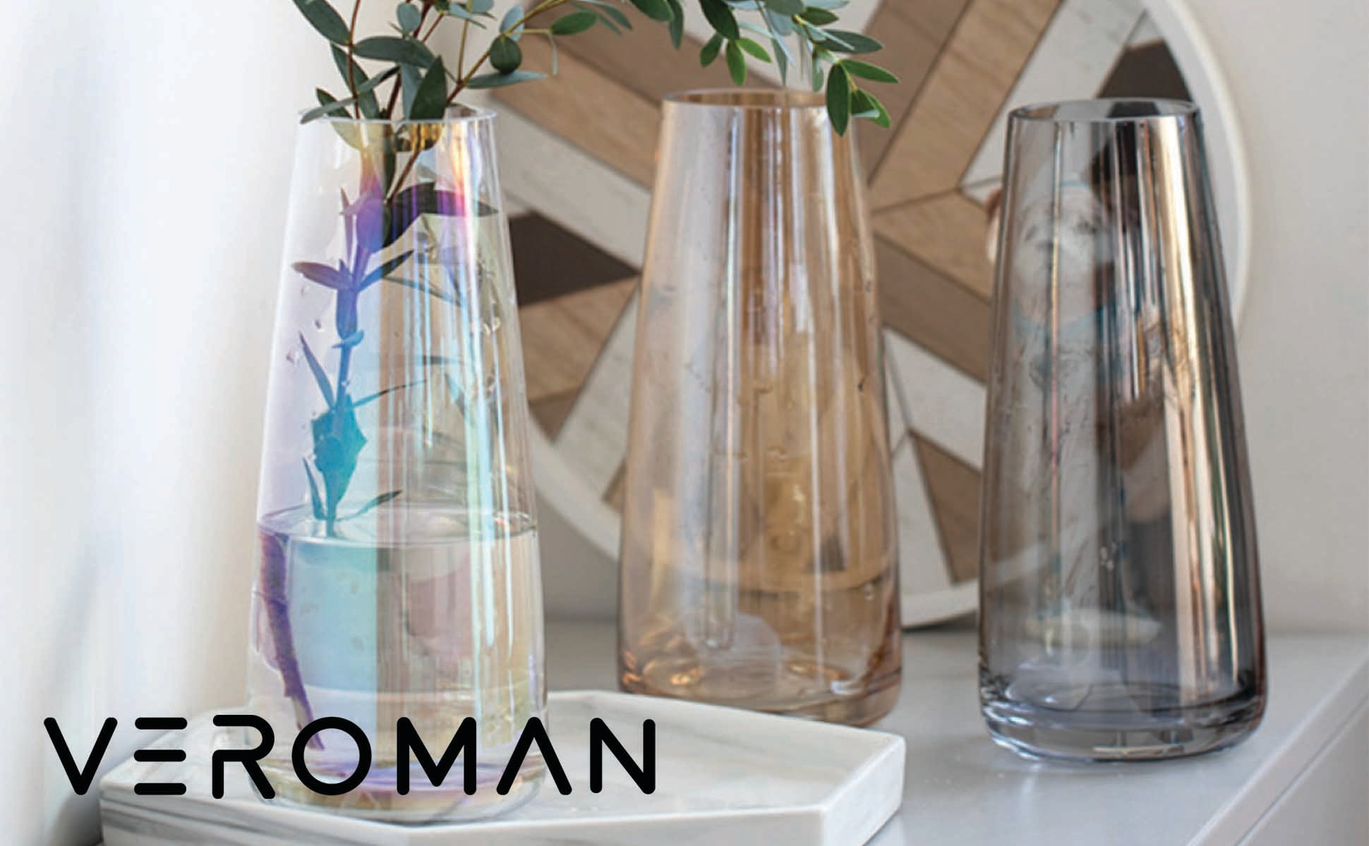 VeroMan フラワーベース オーロラ クリア 透明 花瓶 一輪挿し 花器