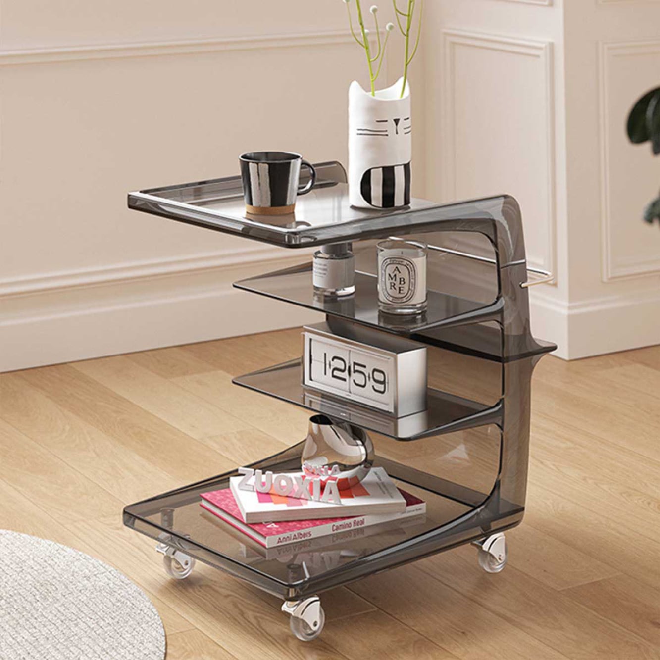 VeroMan クリアラック 曲線が美しい ラック 棚 収納棚 キャスター付き