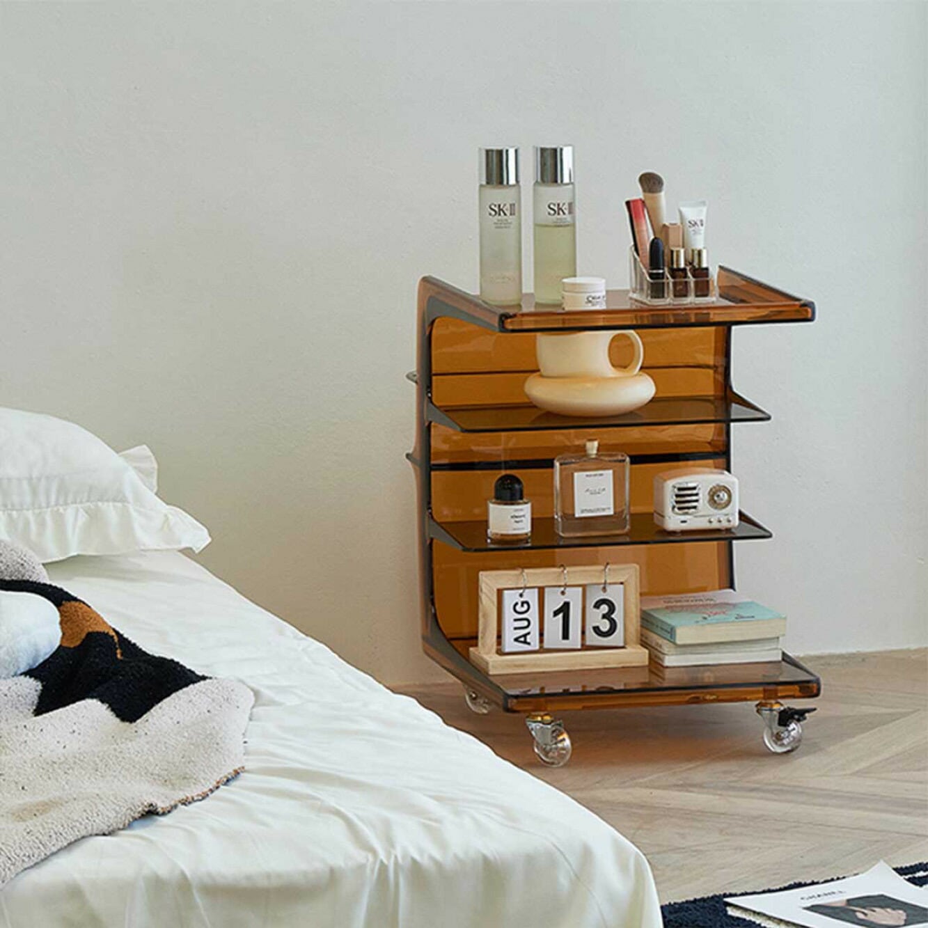 VeroMan クリアラック 曲線が美しい ラック 棚 収納棚 キャスター付き