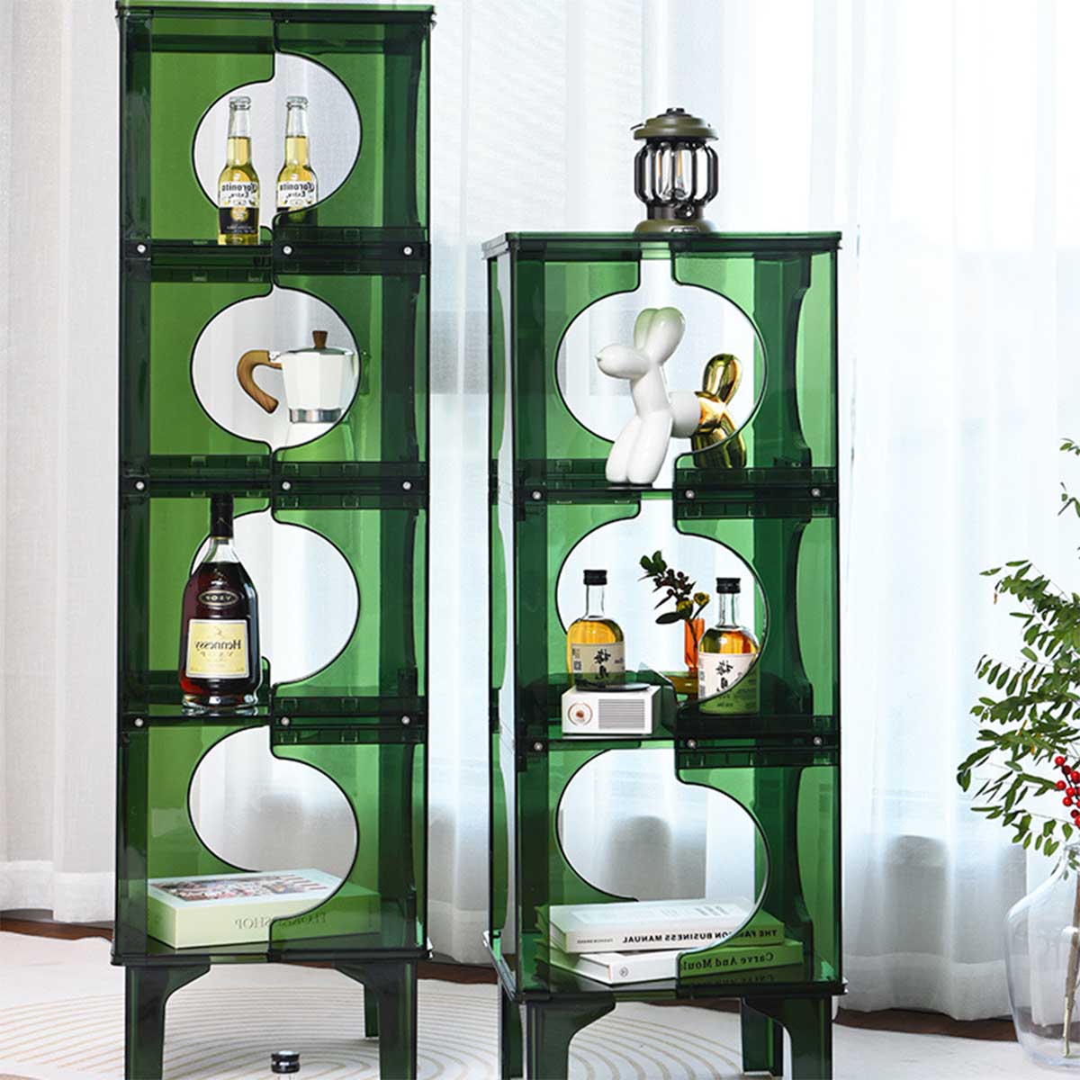 2段] VeroMan クリア 収納棚 グリーン ラック アクリル ディスプレイ