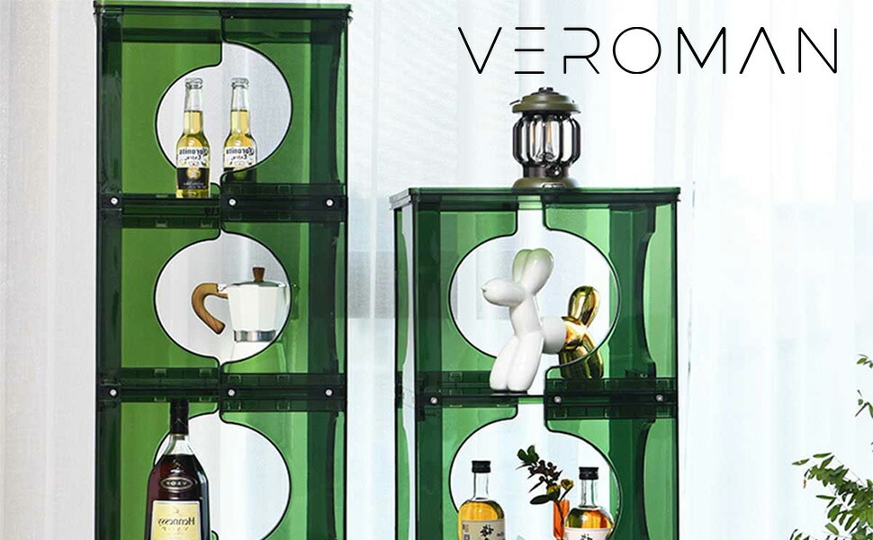 2段] VeroMan クリア 収納棚 グリーン ラック アクリル ディスプレイ