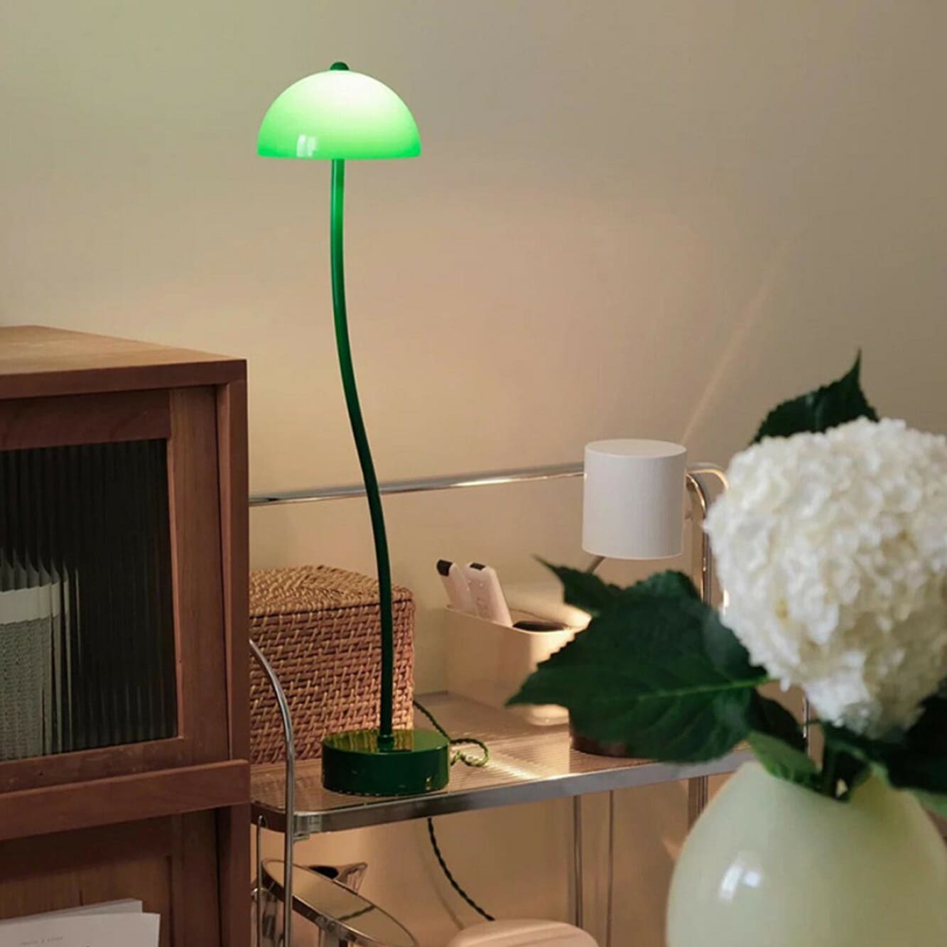 【1点もの】イミテーショングリーン フロアライト オブジェ2点おまけ【引取限定】 VeroMan ウェーブ フロアライト スタンドライト カーブ ドーム