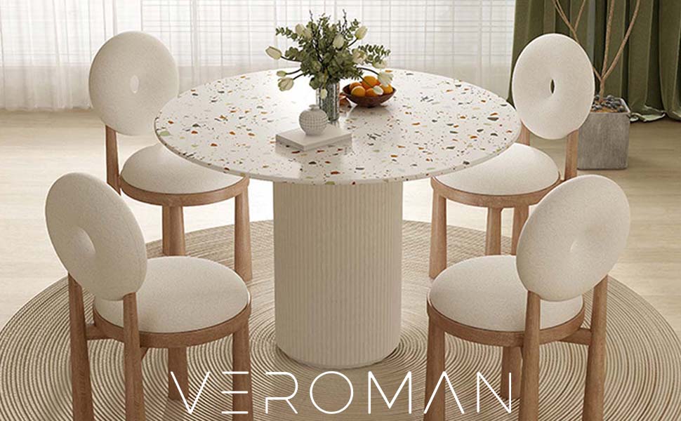 70cm] VeroMan ダイニングテーブル テラゾー 大理石柄 円卓 リビング
