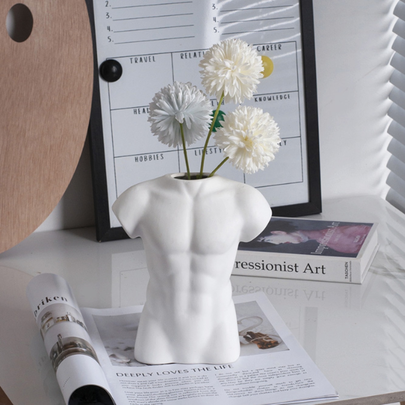 VeroMan 花瓶 ボディアート フラワーベース 人 身体 一輪挿し 花 陶器