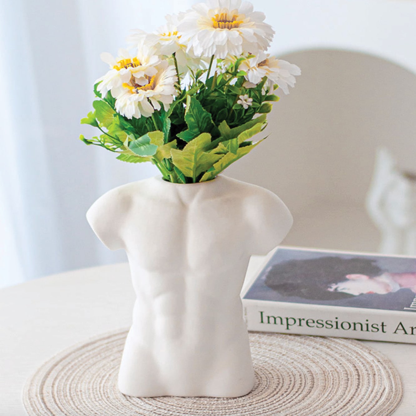 VeroMan 花瓶 ボディアート フラワーベース 人 身体 一輪挿し 花 陶器