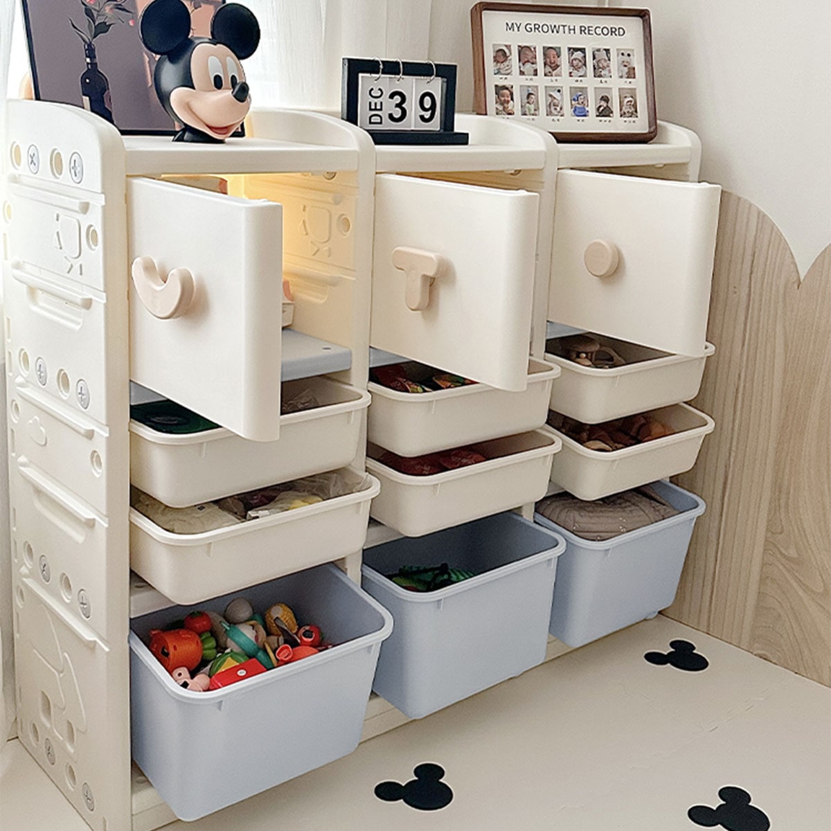 3段 3列] VeroMan キッズ収納ラック 衣装棚 クローゼット おもちゃ箱