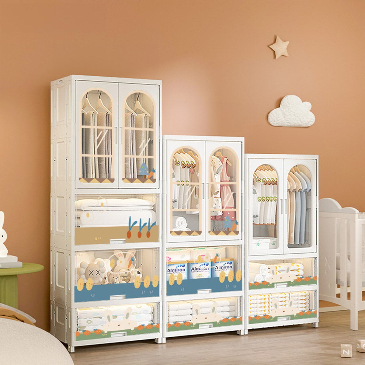 VeroMan キッズ収納ラック 収納ラック 衣装棚 クローゼット 収納