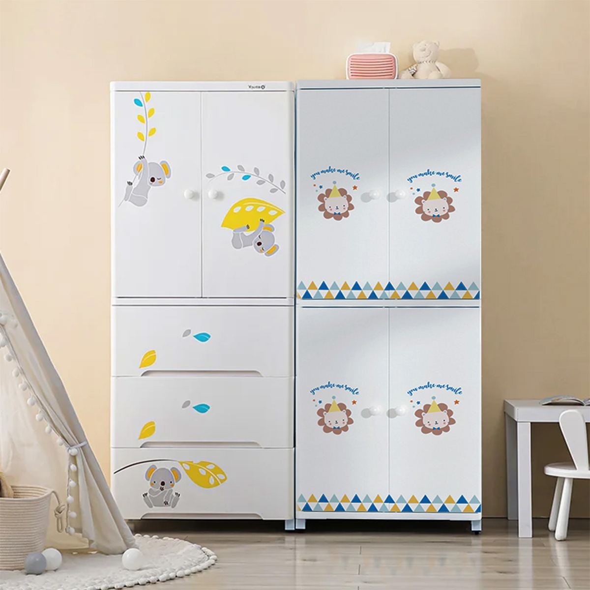 VeroMan キッズ収納ラック 衣装棚 クローゼット ライオン 収納 キッズ