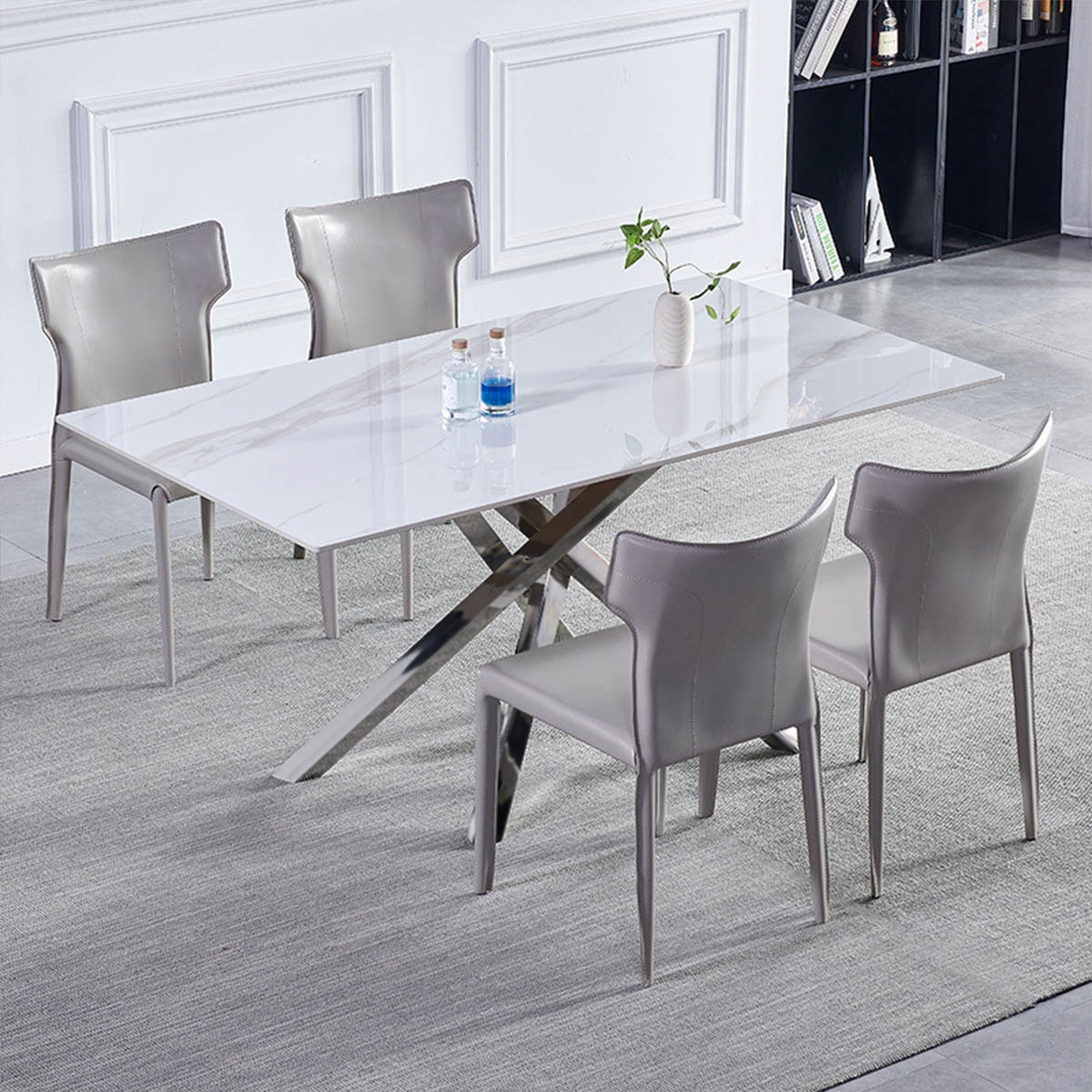 160cm・艶なし] VeroMan テーブル ダイニングテーブル 大理石調