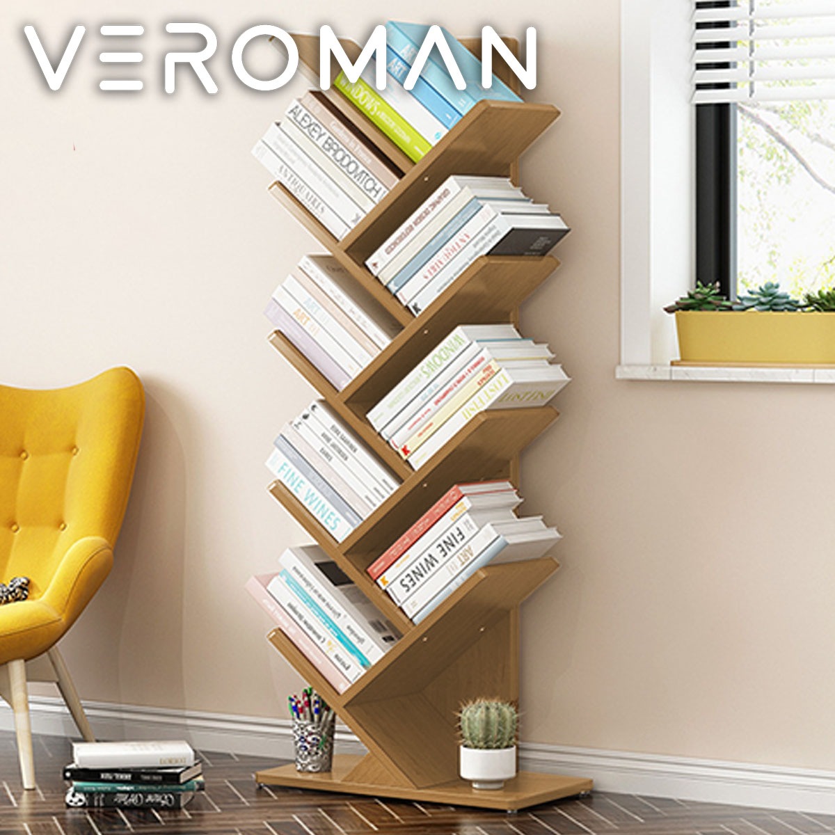 5段] VeroMan 本棚 ブックラック ブックシェルフ 棚 縦型 ラック