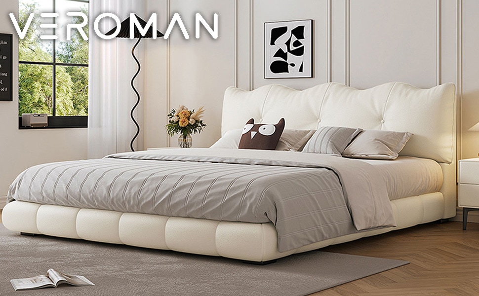 ワイドダブル]VeroMan 優雅な波打つカーブで贅沢に包むベッド 寝室