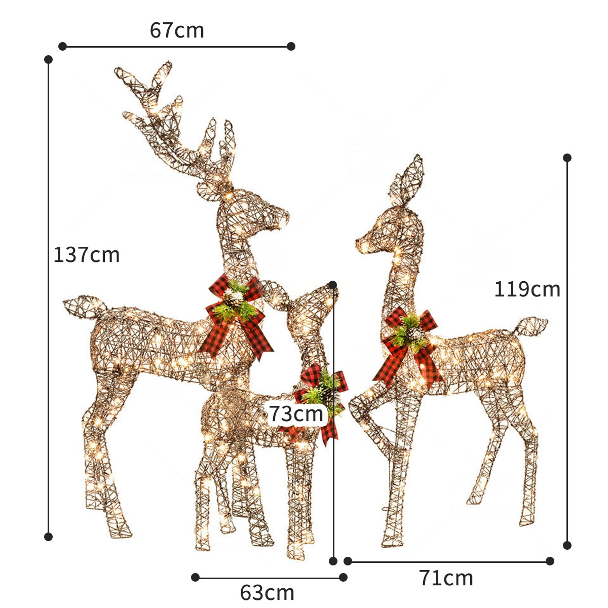 大中小セット] VeroMan 鹿 イルミネーションライト しか 電飾