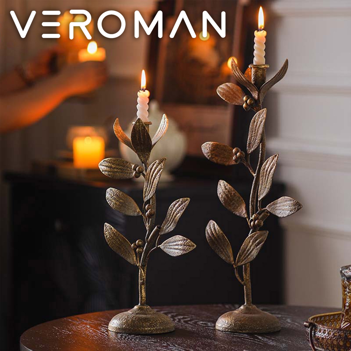 2個セット] VeroMan 自然の調べを奏でるリーフデザインキャンドル