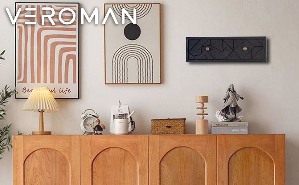 小] VeroMan 幾何学模様の壁掛け収納ボックス 引き出し付きで便利