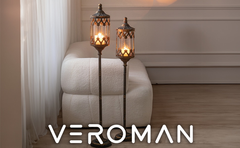 2個セット] VeroMan クラシカルランタンスタンド アンティーク