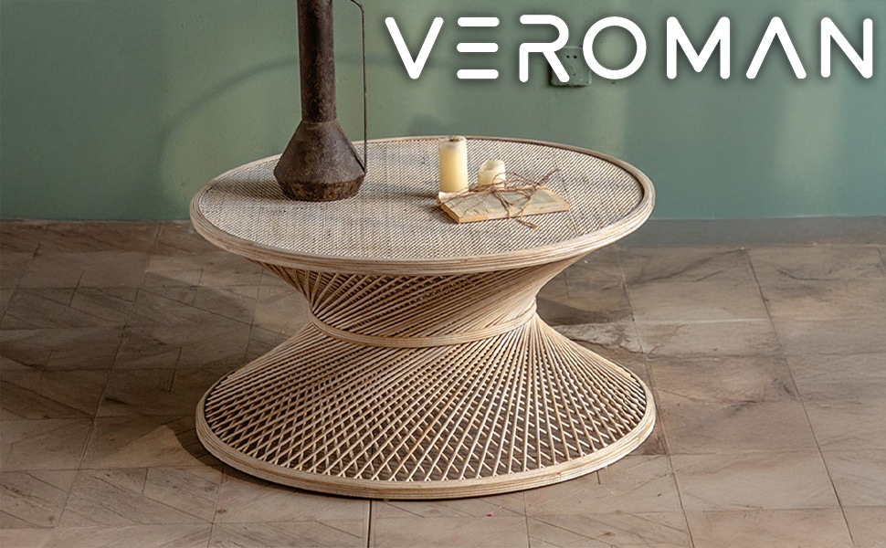 VeroMan 編み込み曲線デザインのサイドテーブル 軽量