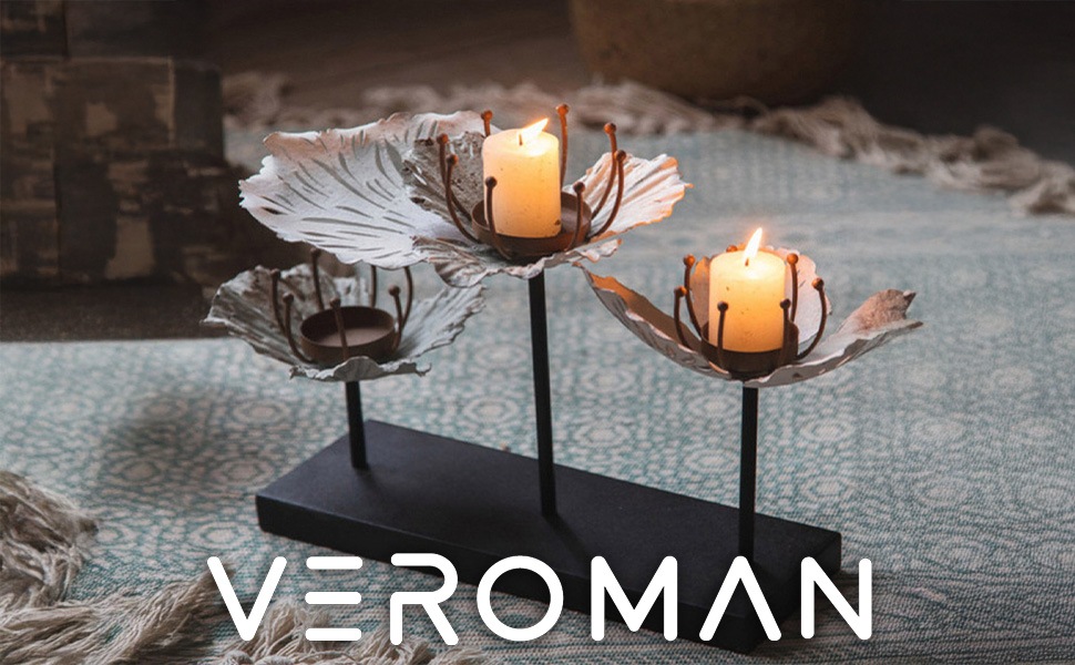 VeroMan エレガント花びらデザインキャンドルホルダー3連 高級感漂う