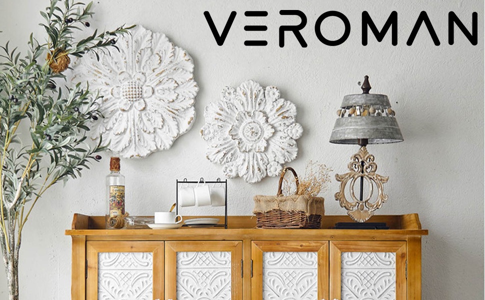 2個セット] VeroMan 彫花装飾 壁掛けアート 美しいアンティーク調の