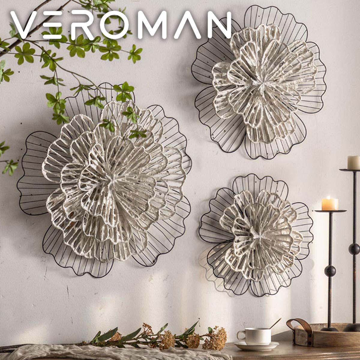 3点セット] VeroMan 壁を華やかに彩る立体花モチーフ装飾セット 壁飾り
