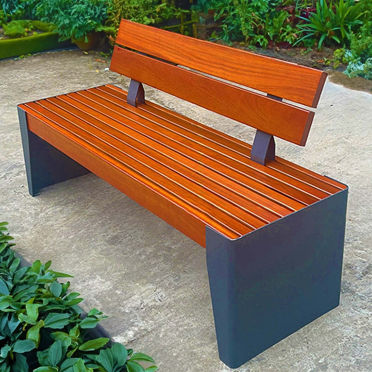 VeroMan 木製 ベンチ 背もたれ付き 長椅子 肘掛け付き 快適設計 耐久性