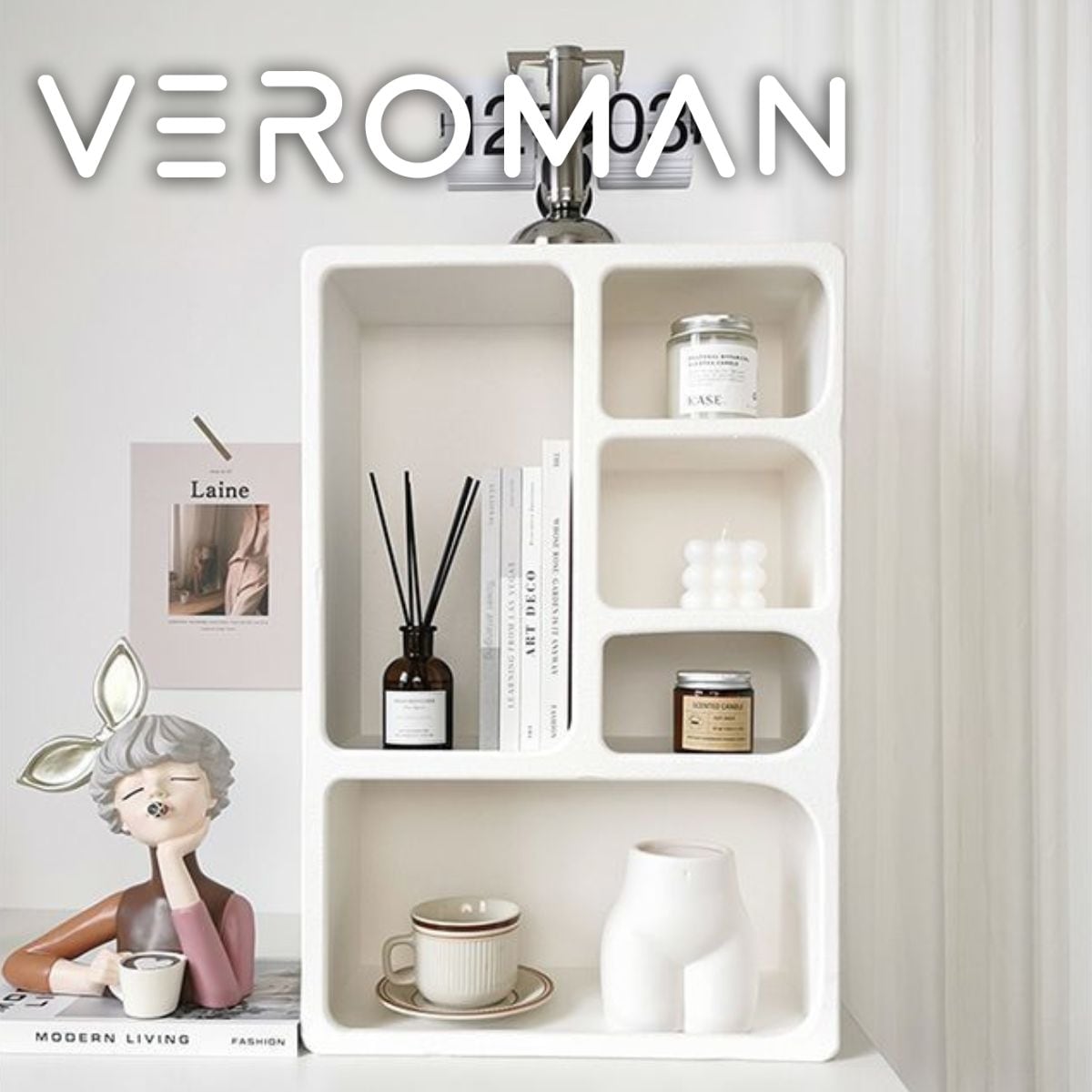 40cm] VeroMan マントルピース シェルフ ホワイト 白 ディスプレイ