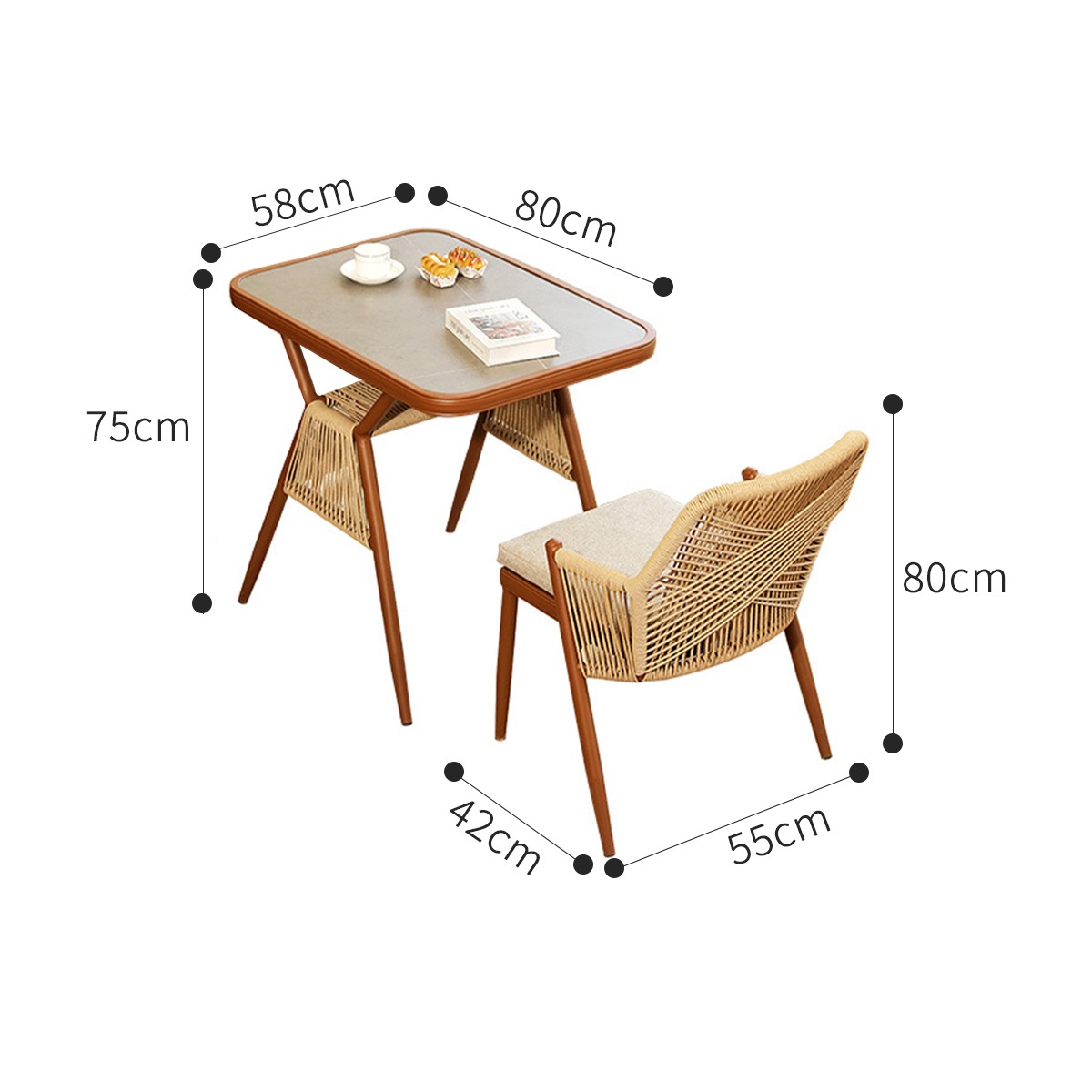 VeroMan 柔らかな温もりを感じる 楕円形のラタン風ダイニングテーブル