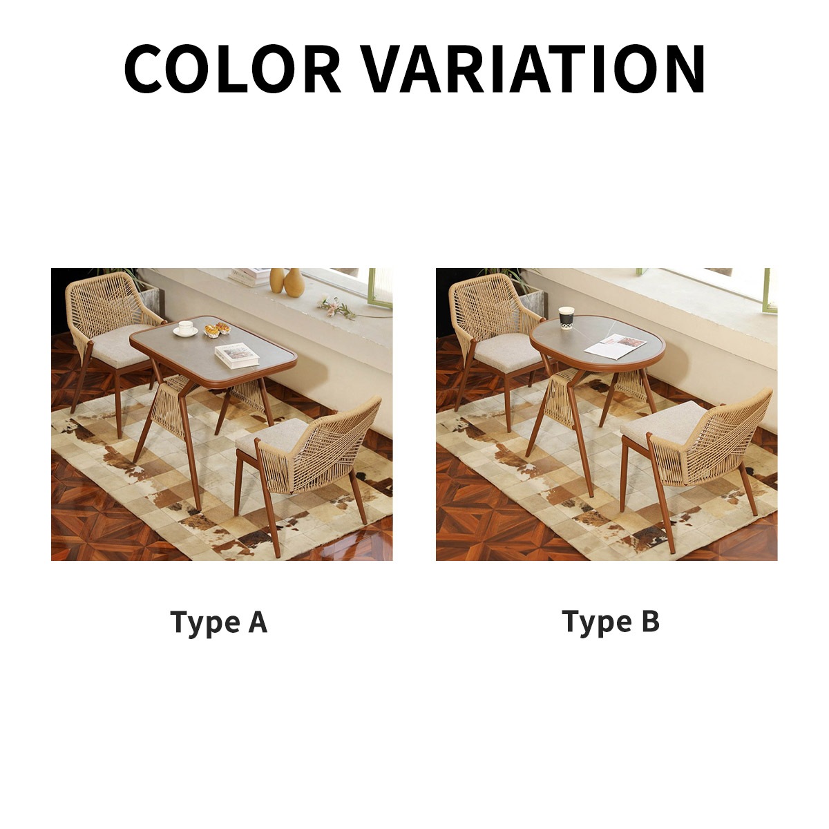 VeroMan 柔らかな温もりを感じる 楕円形のラタン風ダイニングテーブル