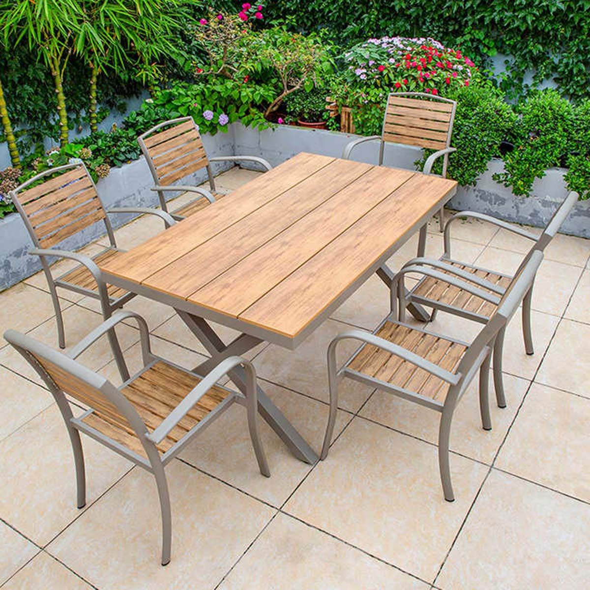 テーブル180cm/椅子6脚セット] VeroMan アウトドア テーブルセット