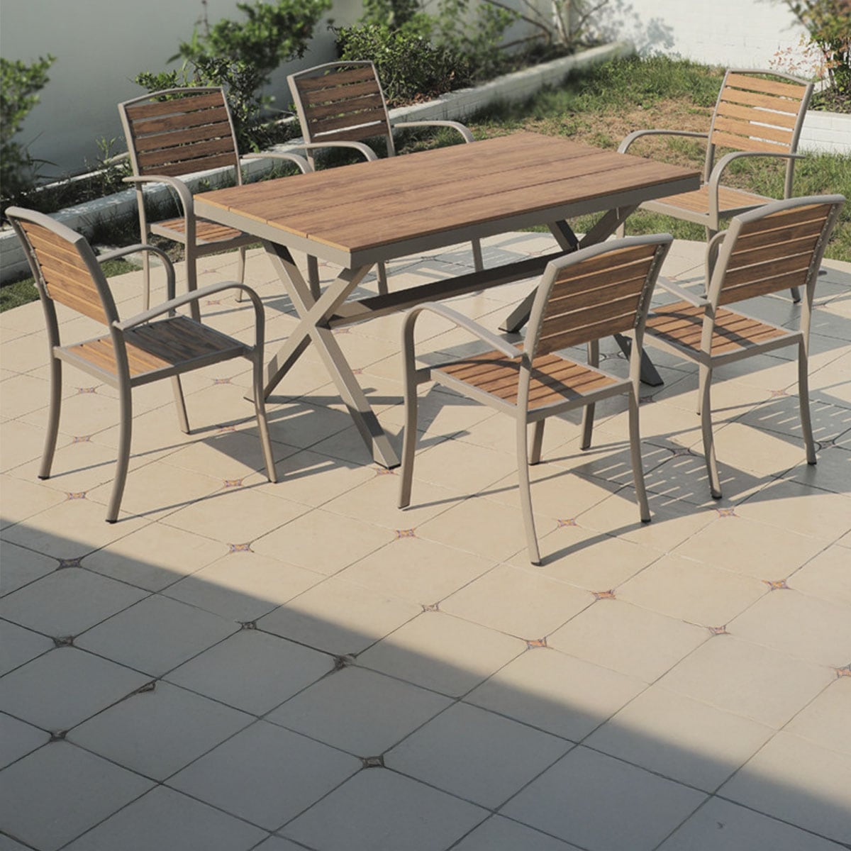 テーブル180cm/椅子6脚セット] VeroMan アウトドア テーブルセット