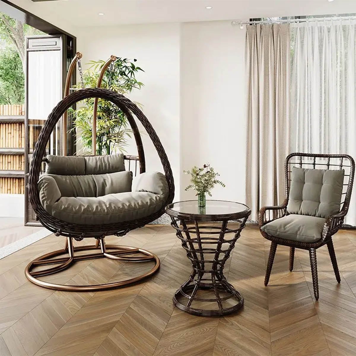 2人用] VeroMan 穏やかな包み込む温もり 手作り感あふれる籐編み