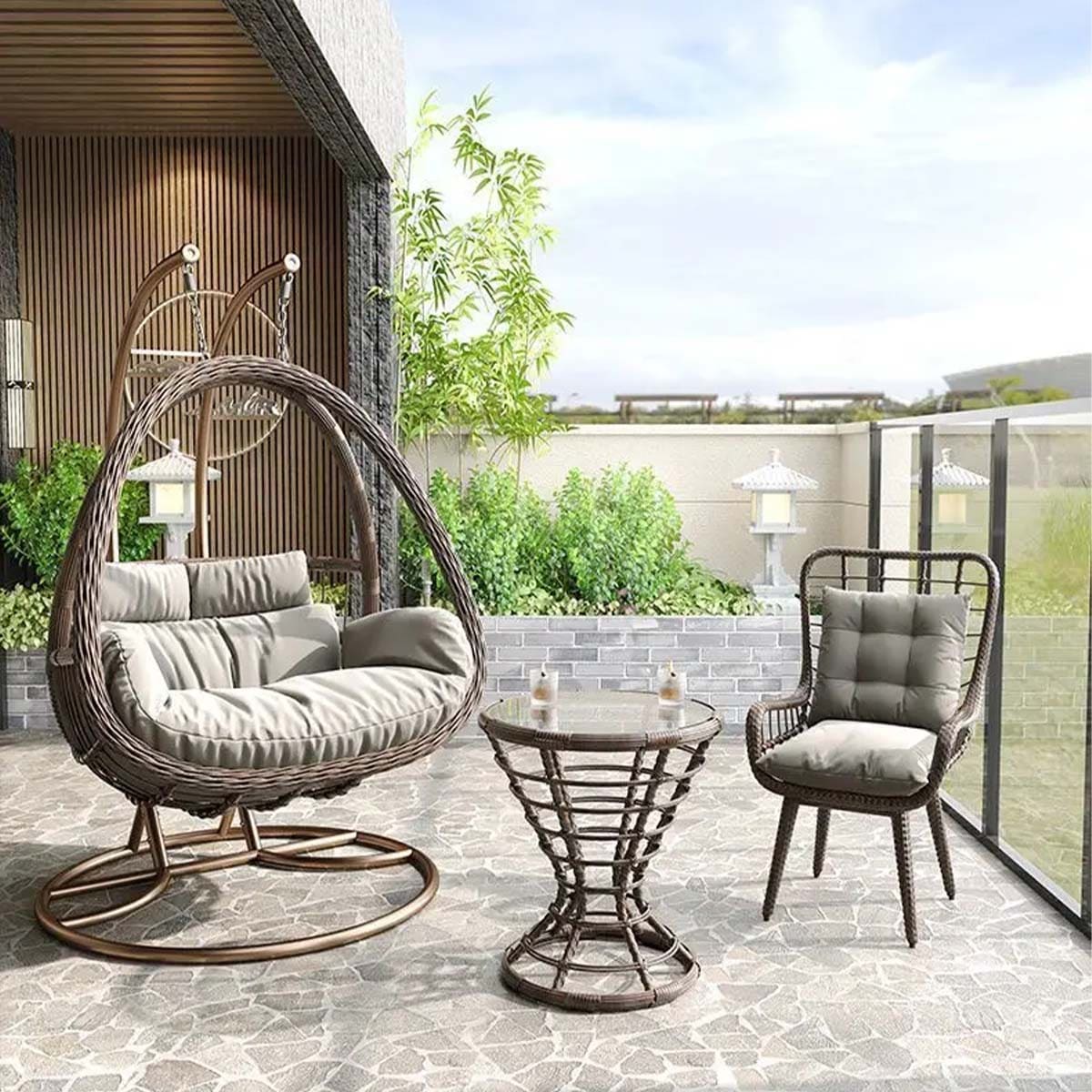 2人用] VeroMan 穏やかな包み込む温もり 手作り感あふれる籐編み