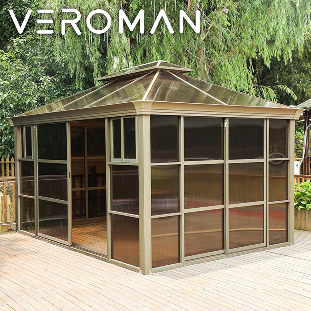 VeroMan 高級感漂うダブルトップ屋外ガゼボ 耐久性抜群のアルミ