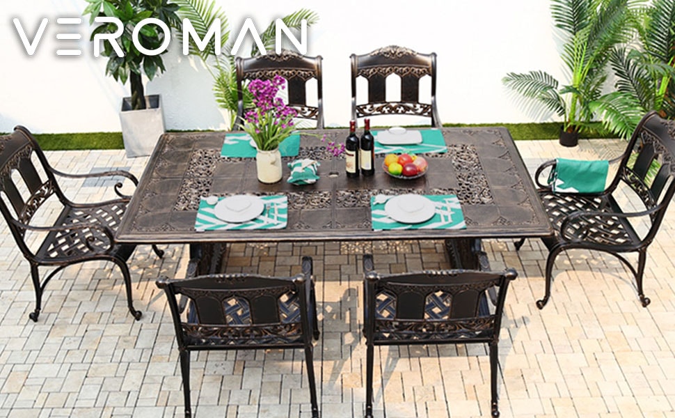 VeroMan 重厚感と優雅なクラシック彫刻が映える アルミ鋳造テーブル