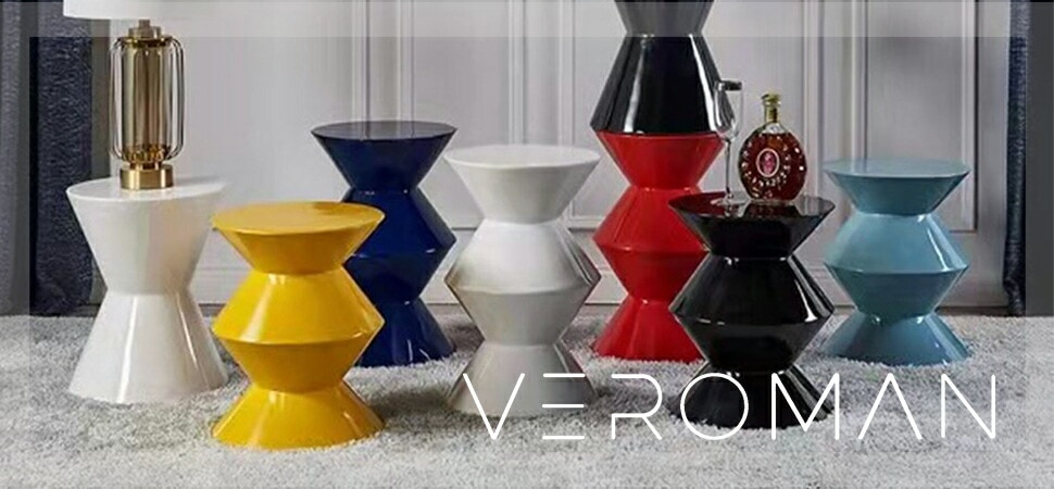 高さ53cm] VeroMan くるくる螺旋が魅せるサイドテーブル 丸形 ベッド