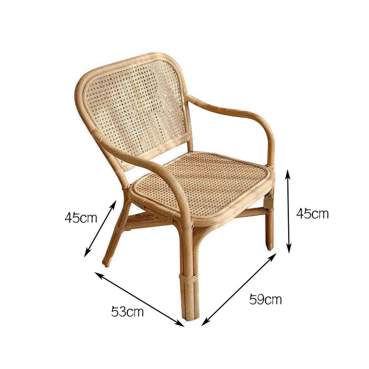 VeroMan ラタン編みチェア 一人掛け チェア 背もたれ付き 安定設定