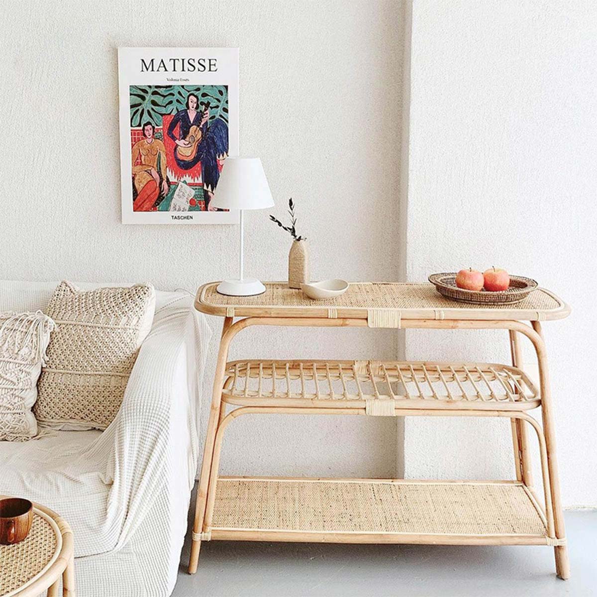 VeroMan ラタン編みラック 収納ラック 棚天 然籐 リラックス 韓国
