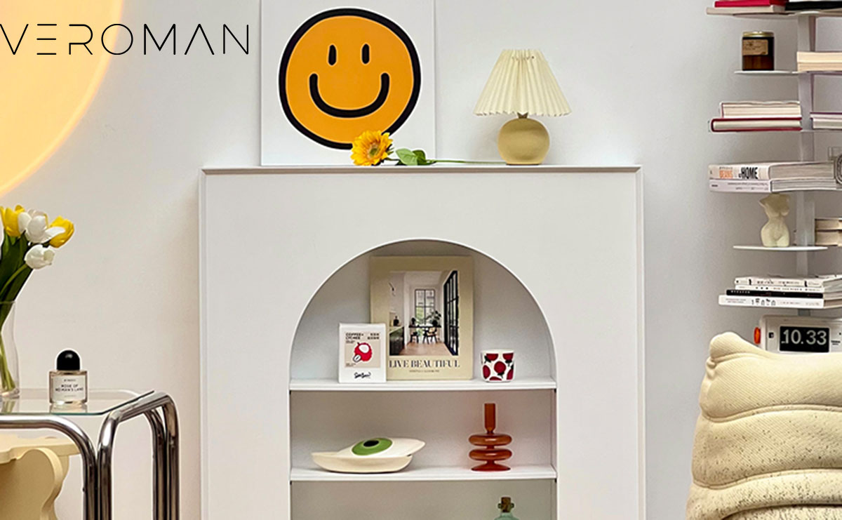 90cm] VeroMan アーチ状 マントルピース シェルフ ホワイト 白