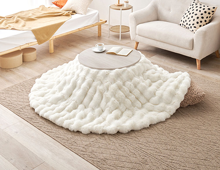 会員登録で500ポイント／こたつ テーブル 直径68cm ＋ 洗濯機可能