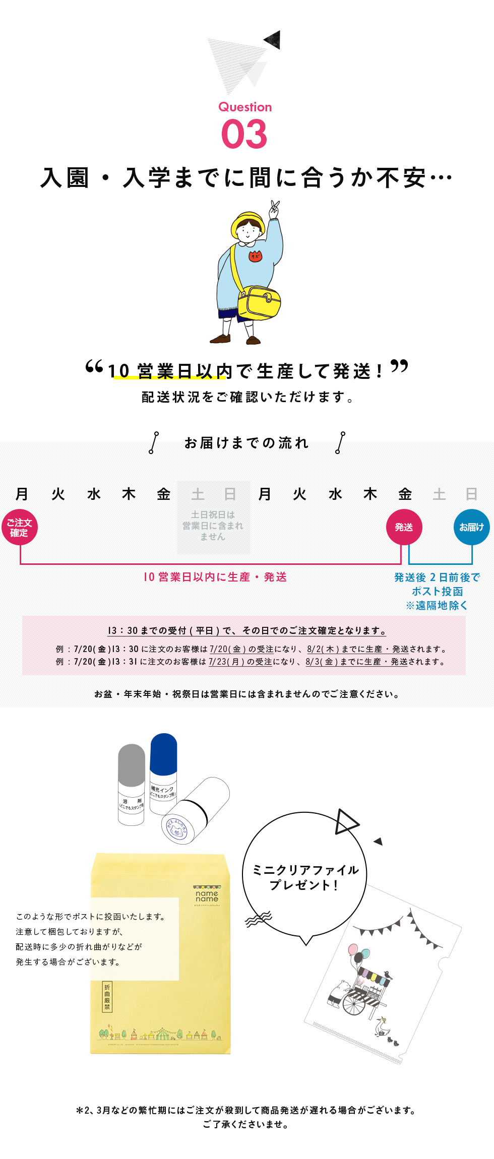 入園・入学までに間に合うか不安…