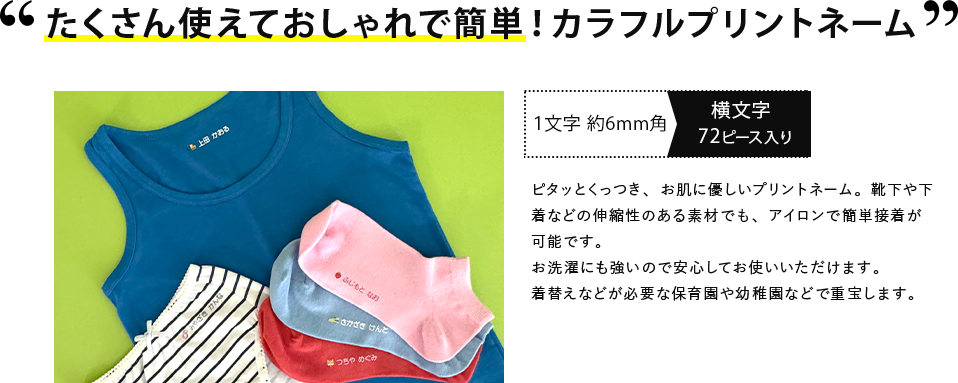 カラフルプリントネーム内容