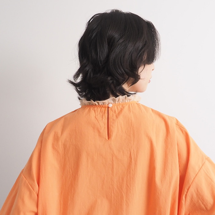 60ふんわりローン リエカブラウス　ブラウスを着た女性の全身