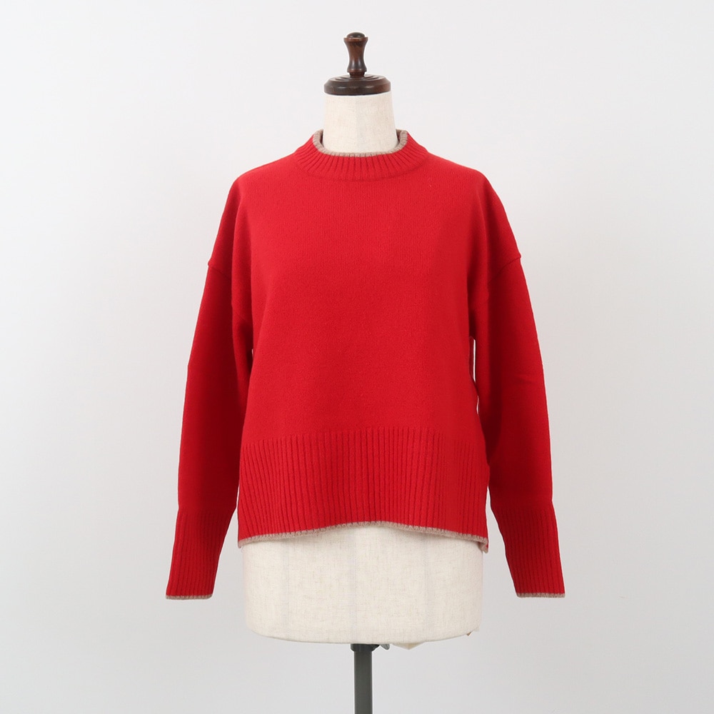 タスマニアラム バイカラーコモドニット ニットの正面ディティール