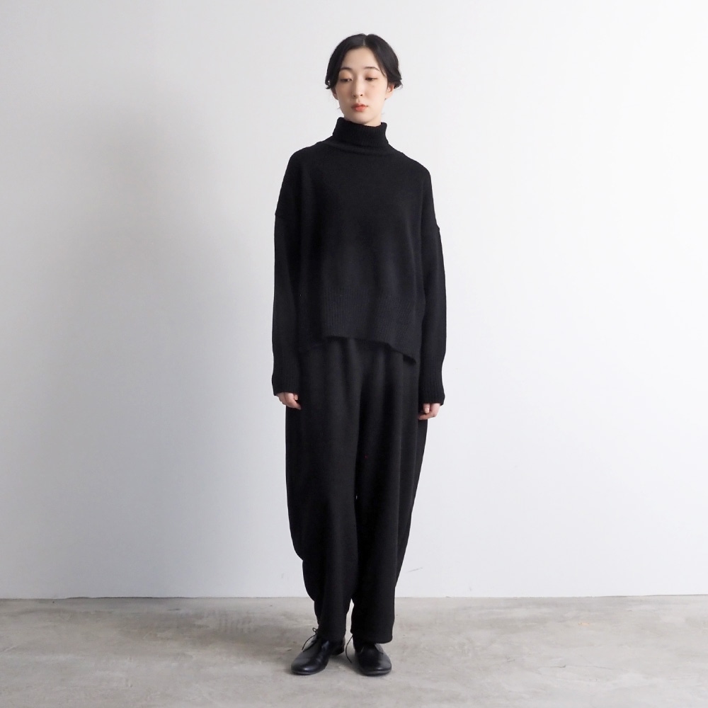 エアーヤーンコットン コモドニットタートル　ニットを着た女性の全身